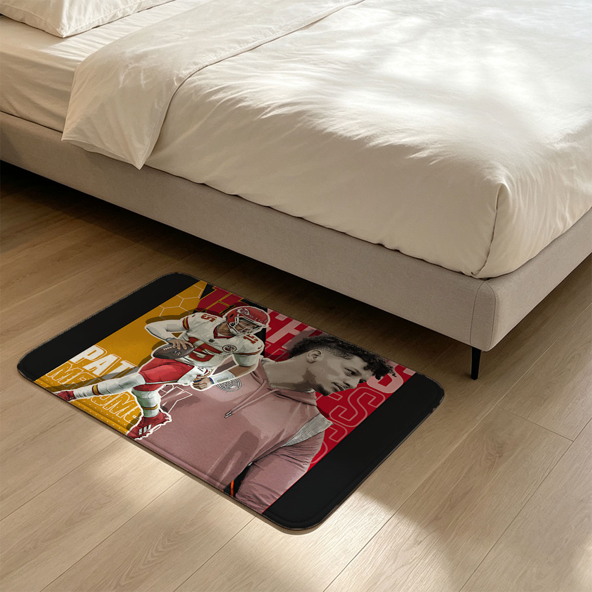Patrick Mahomes: Kansas City Chiefs QB in Action and Casual Portrait - Flannel floor mat