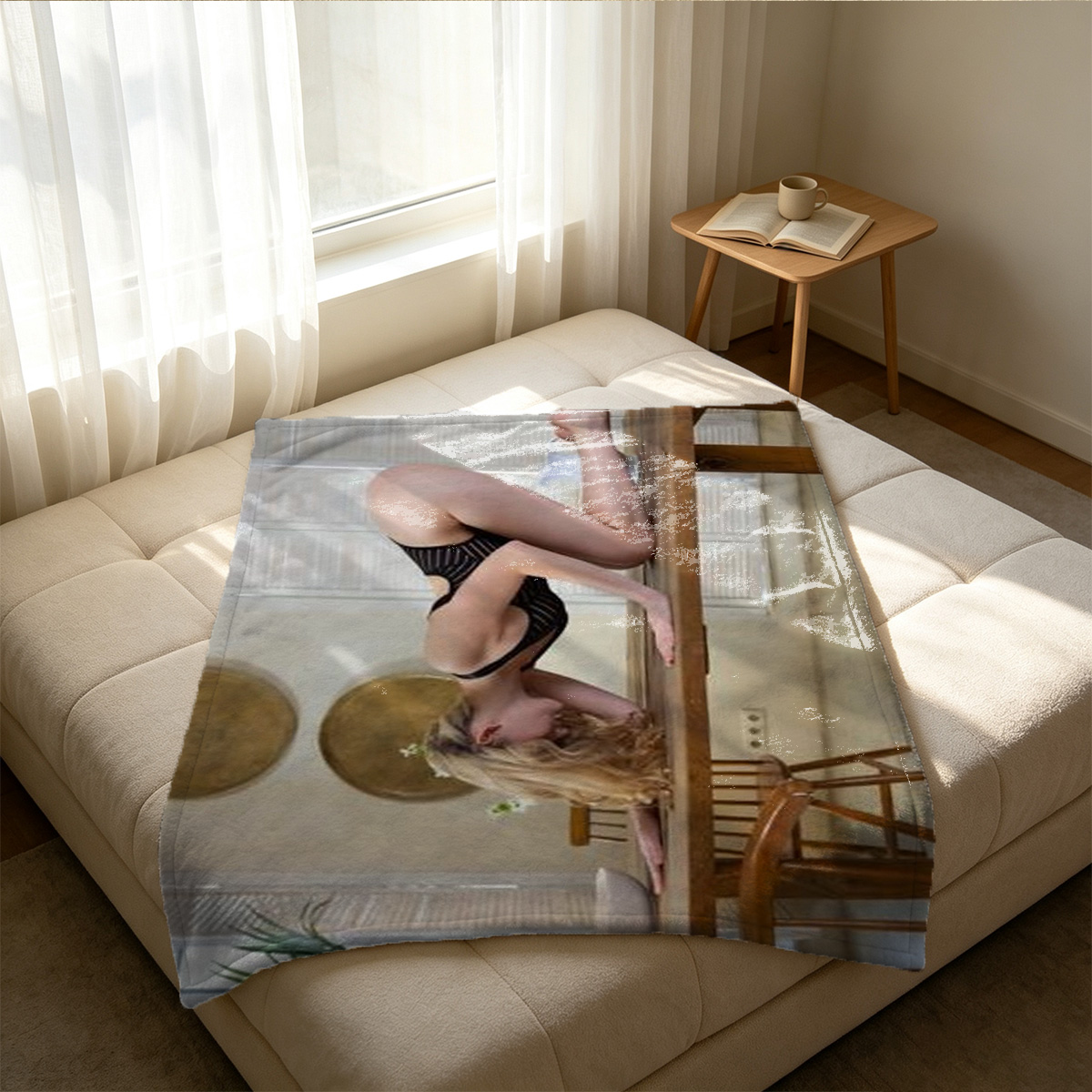 Two Nude Lesbians on Outdoor Daybed - Blanket