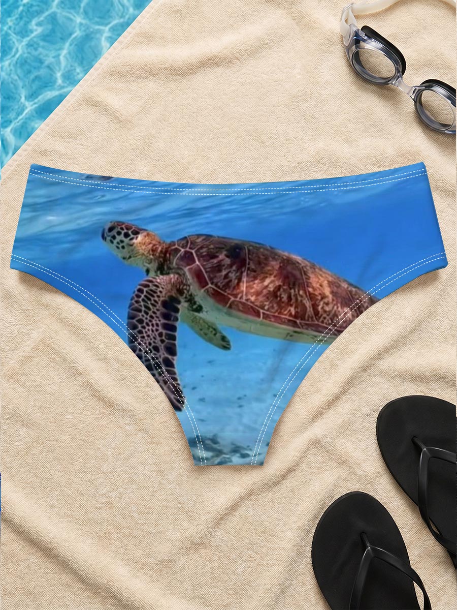 Sea Turtle Swimming in Crystal Clear Waters -  Men's swim trunks