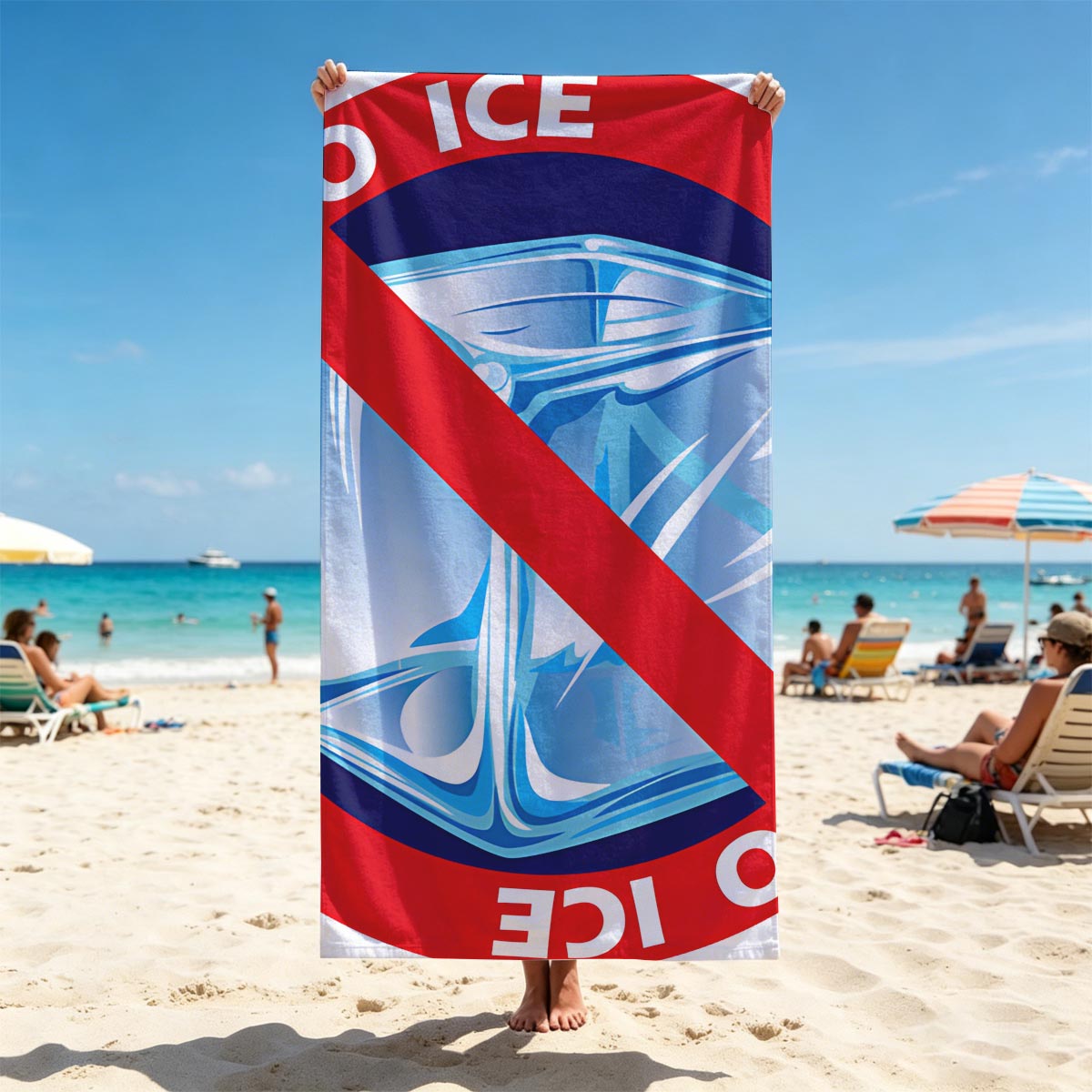 No Ice Sign with Prohibited Symbol - Beach towels