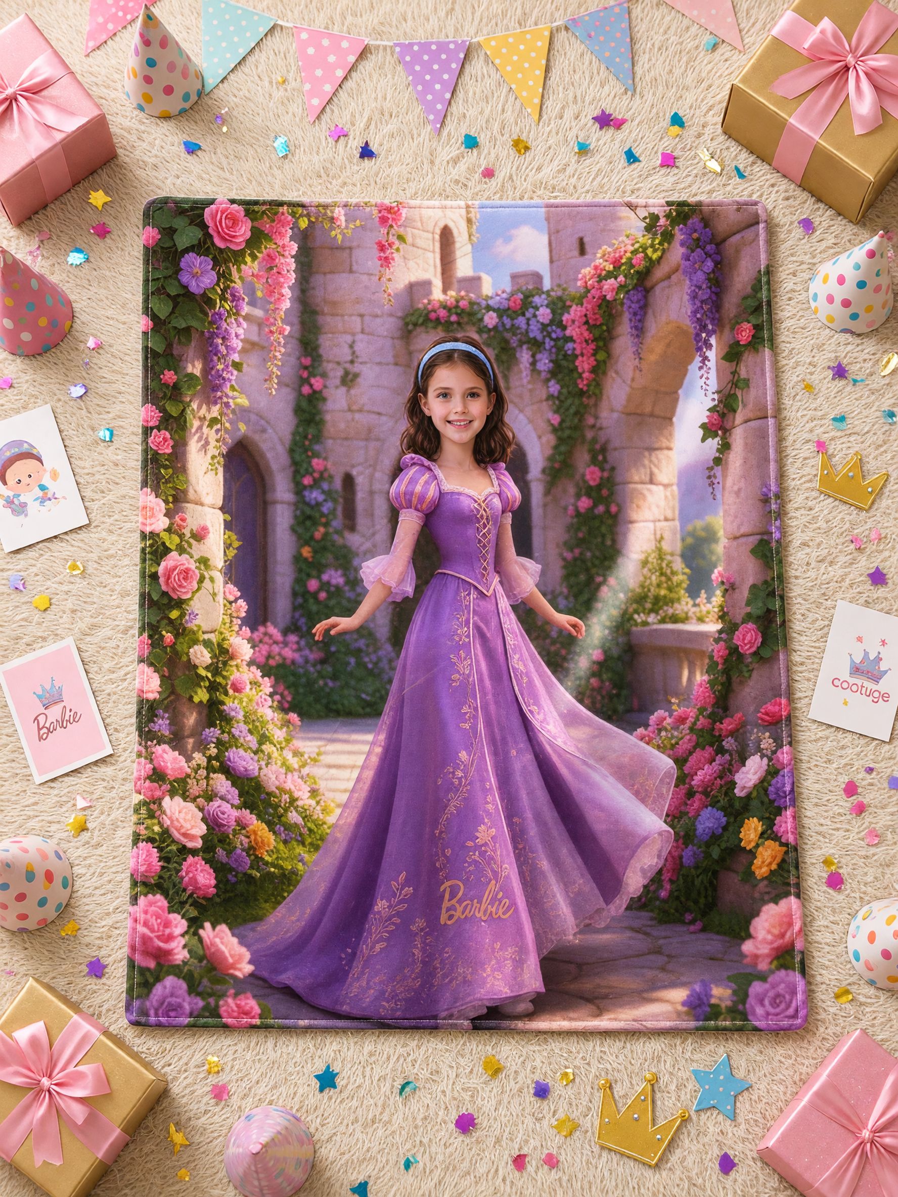 Custom Photo Face Blanket Personalized Fairytale Princess Portrait Ultra Soft Flannel Fleece Throw for Kids Girls Gift