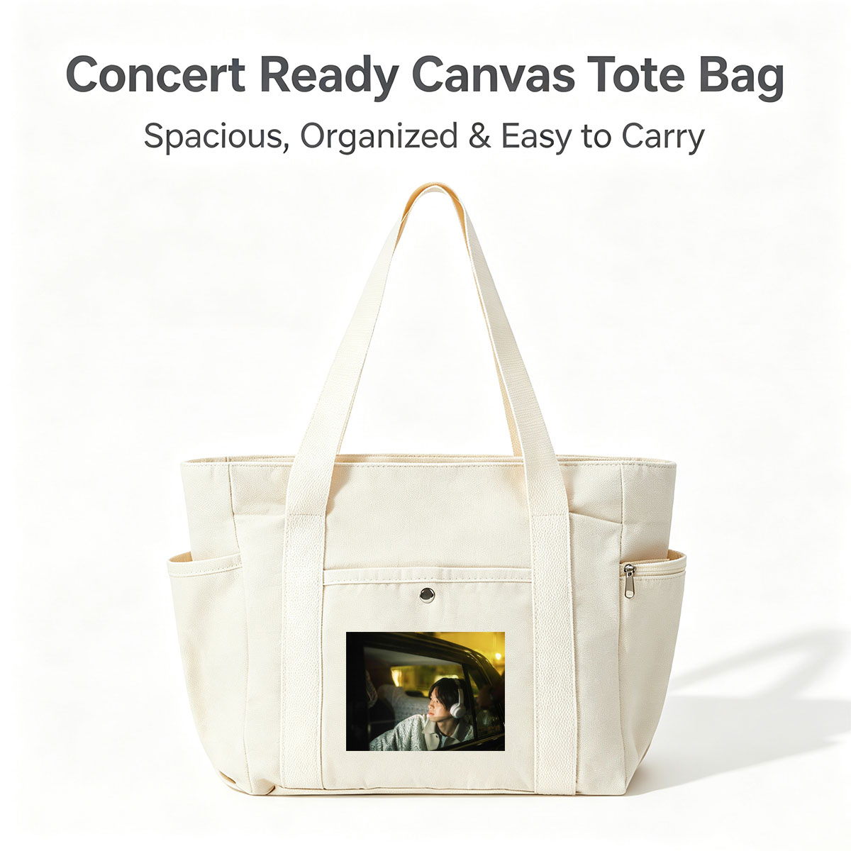 Yosuke Sugino in a Car at Night Wearing Headphones and Looking Out the Window - Multi-pocket bags