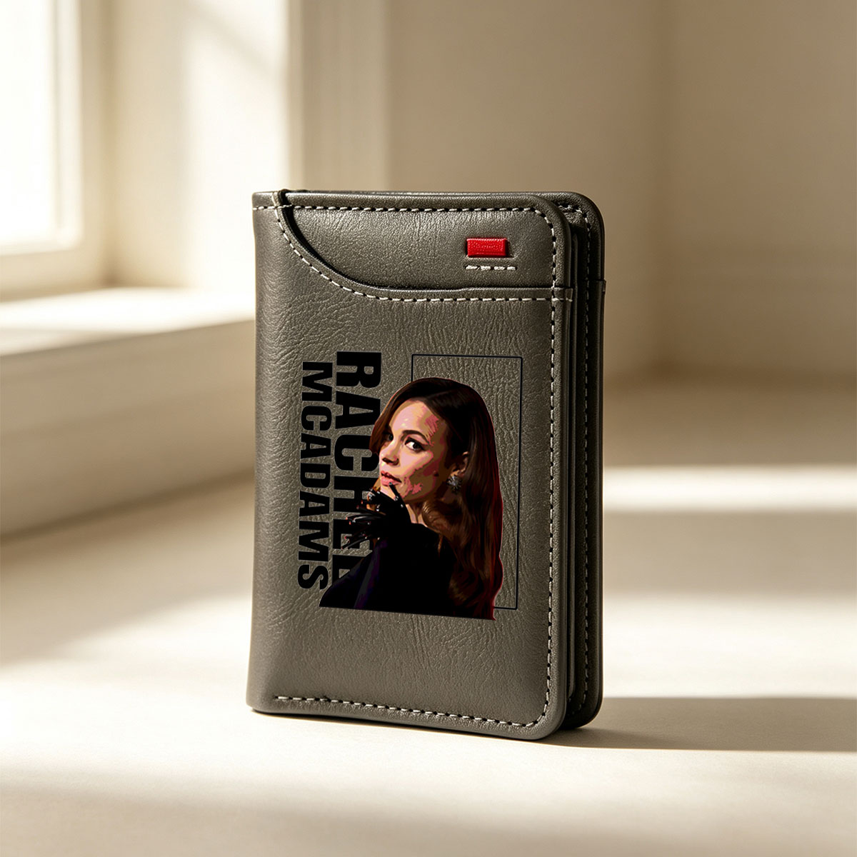 Rachael McAdams in a dramatic pose with bold makeup and elegant attire - Vertical Style Wallet