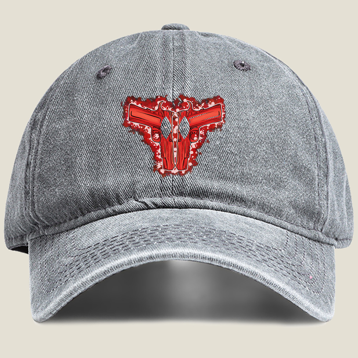 Deadpool: Dual Pistols Design - Washed Denim - Baseball Cap