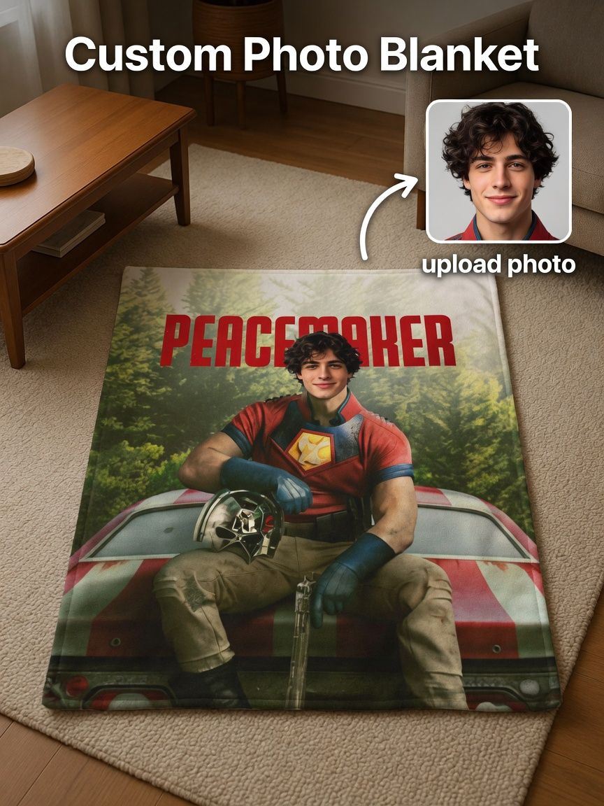 Custom Photo Face Flannel Blanket, Personalized Superhero Portrait Throw Fleece, Cozy Skin-Friendly Unique Memory Gift
