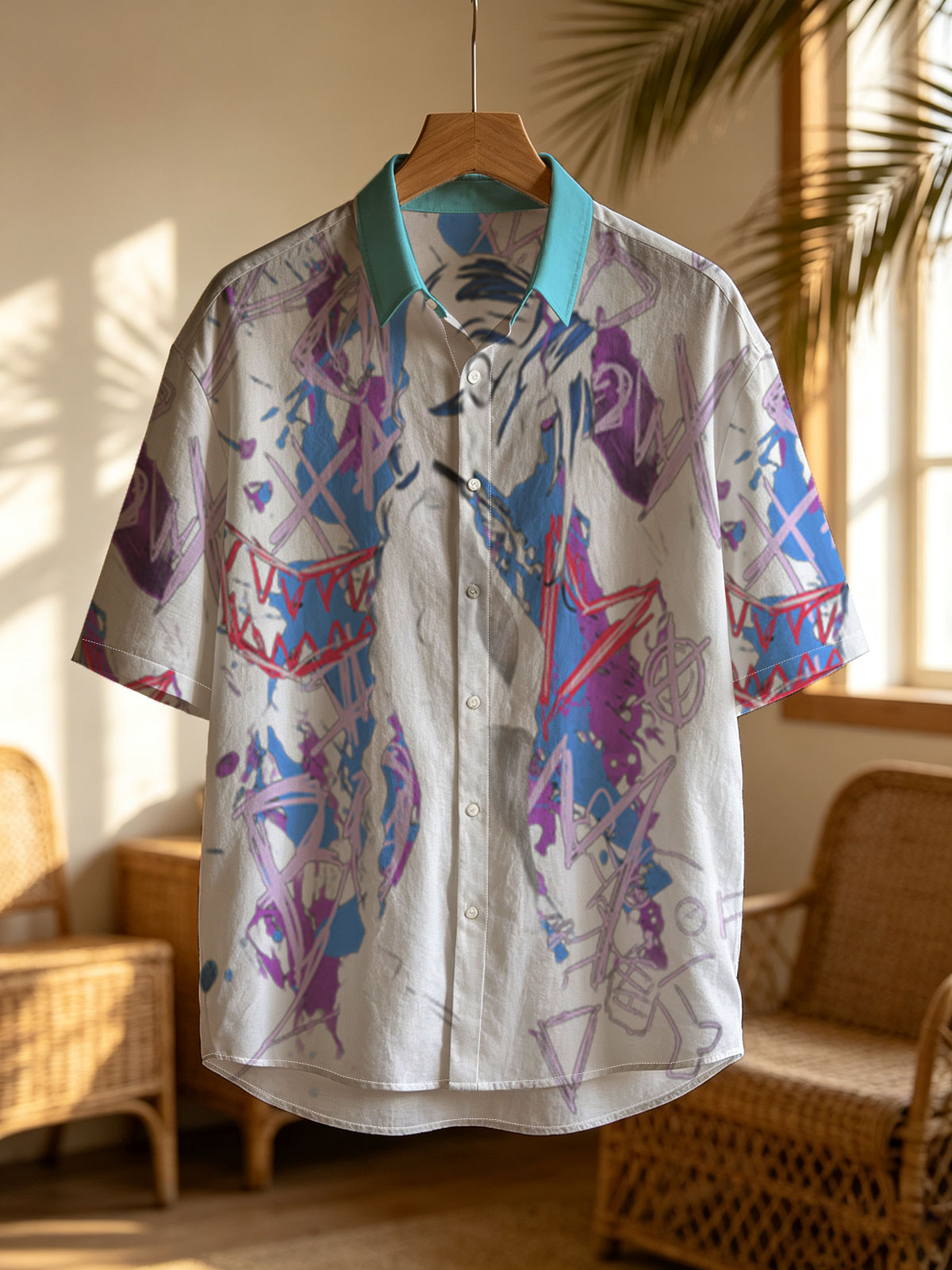 Silhouetted Figure with Abstract Graffiti Background -  Shirt