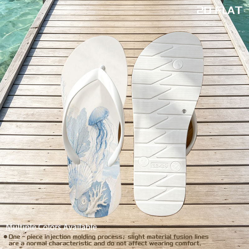 Underwater Serenity with Jellyfish and Seashells -  flip-flops