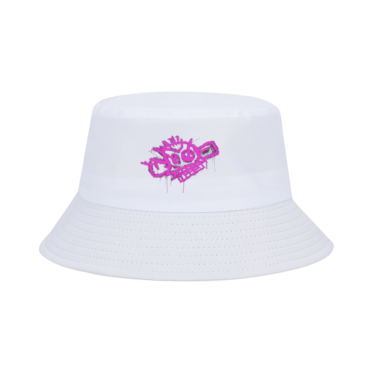 Graffiti-style pink skull with crown and crossbones on black background - Fisherman's Hat