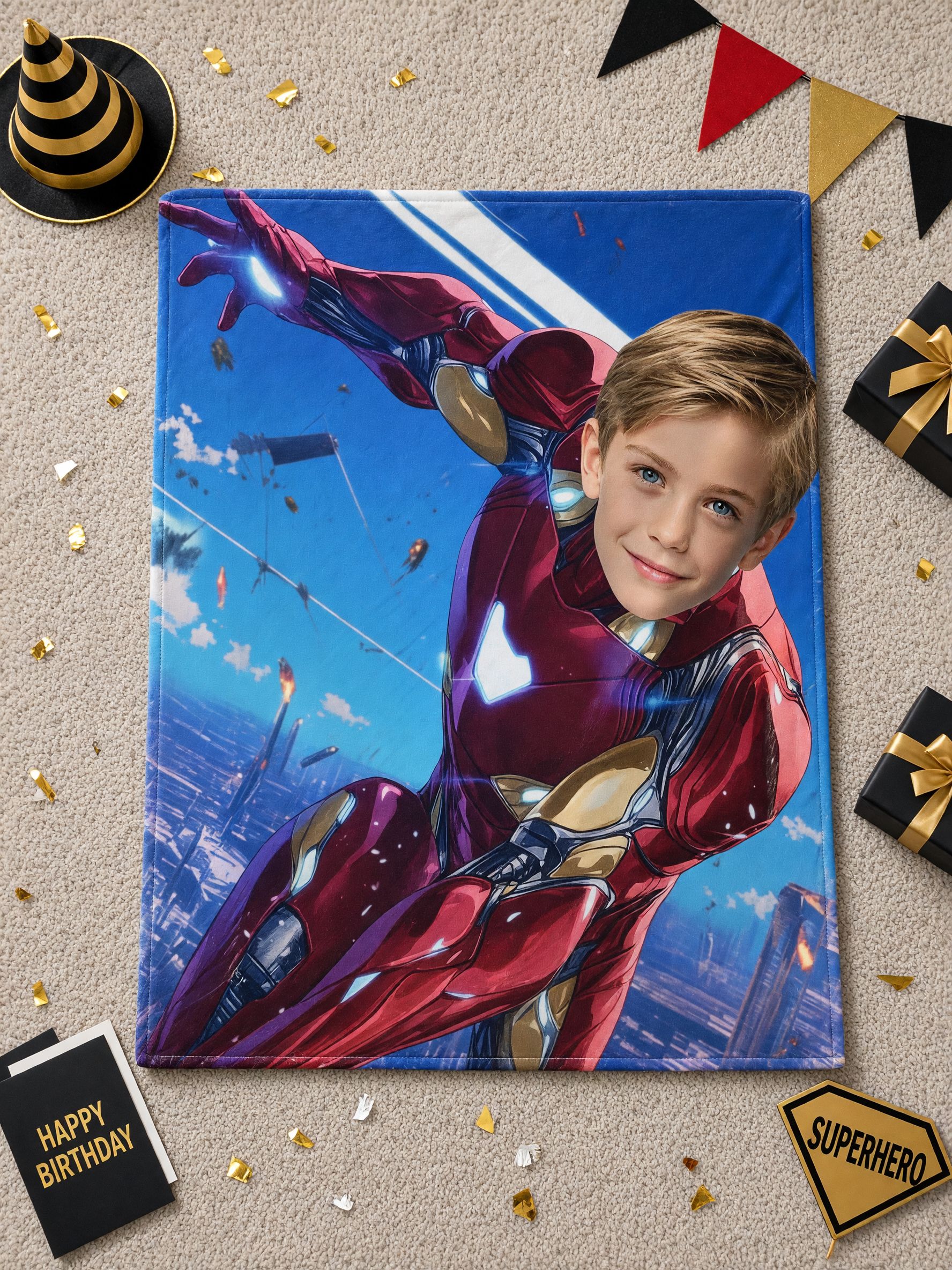 Custom Photo Face Blanket Personalized Superhero Flannel Fleece Throw Soft Skin-Friendly Warm Bed Sofa Cover Ideal