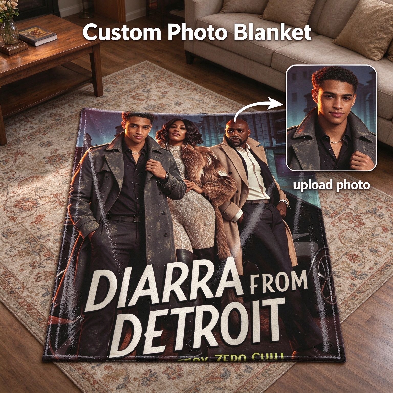 Custom Photo Flannel Throw Blanket Personalized Portrait Print Ultra Soft Anti-Pilling Warm Fleece Bed Sofa Wrap