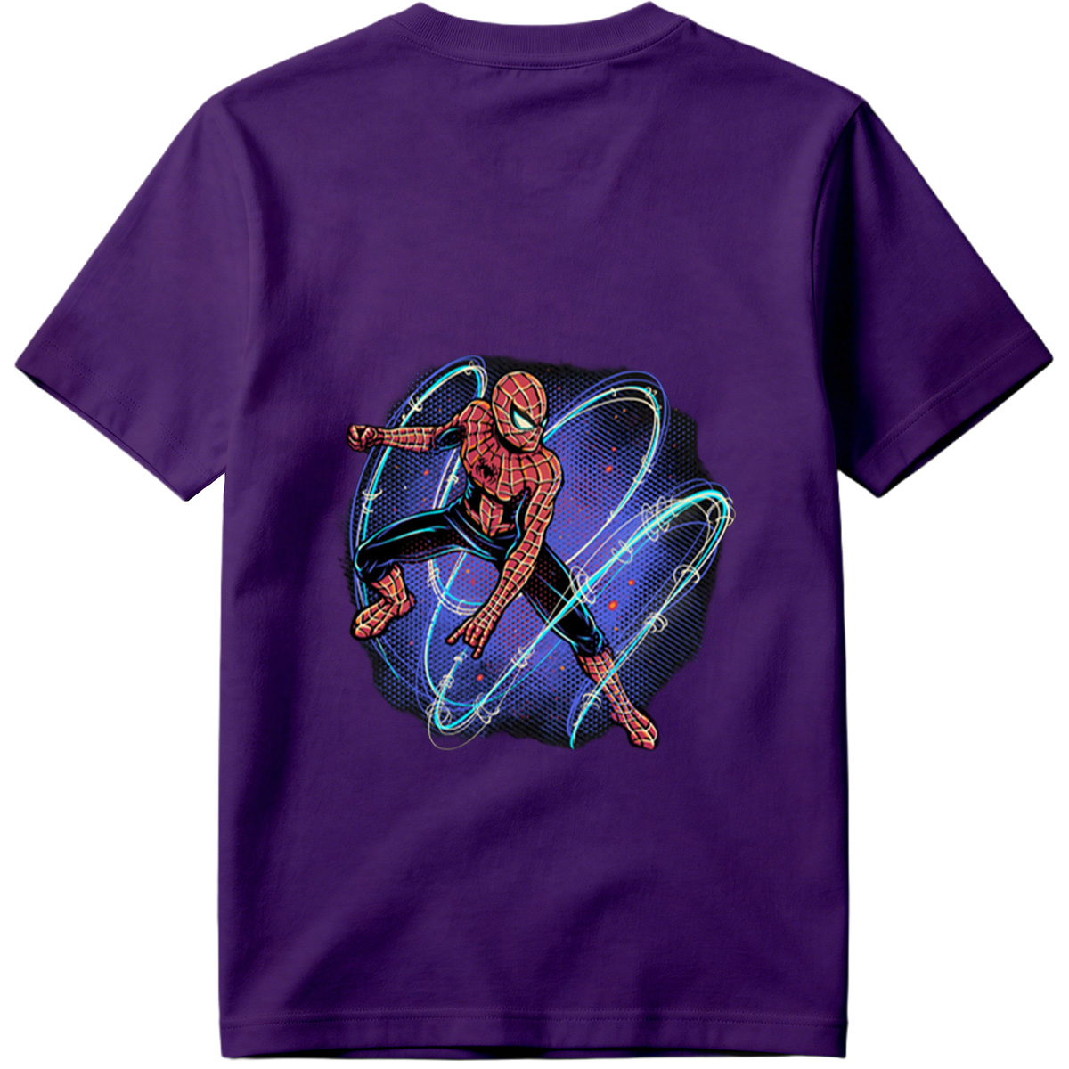 Spider-Man in Action with Dynamic Web Swirls - Tee