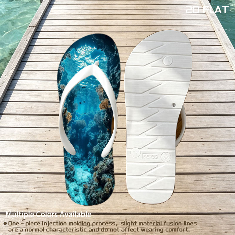 Underwater Coral Cave with Sunlight and Fish -  flip-flops