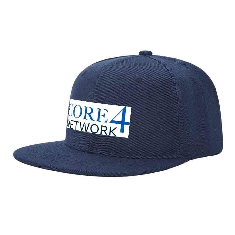 Flat Brim Baseball Cap Core4 Network Logo Print Streetwear Underground Skate Style for Basketball Courts Skate Parks Urban Lifestyle Skaters Rappers Streetwear Enthusiasts