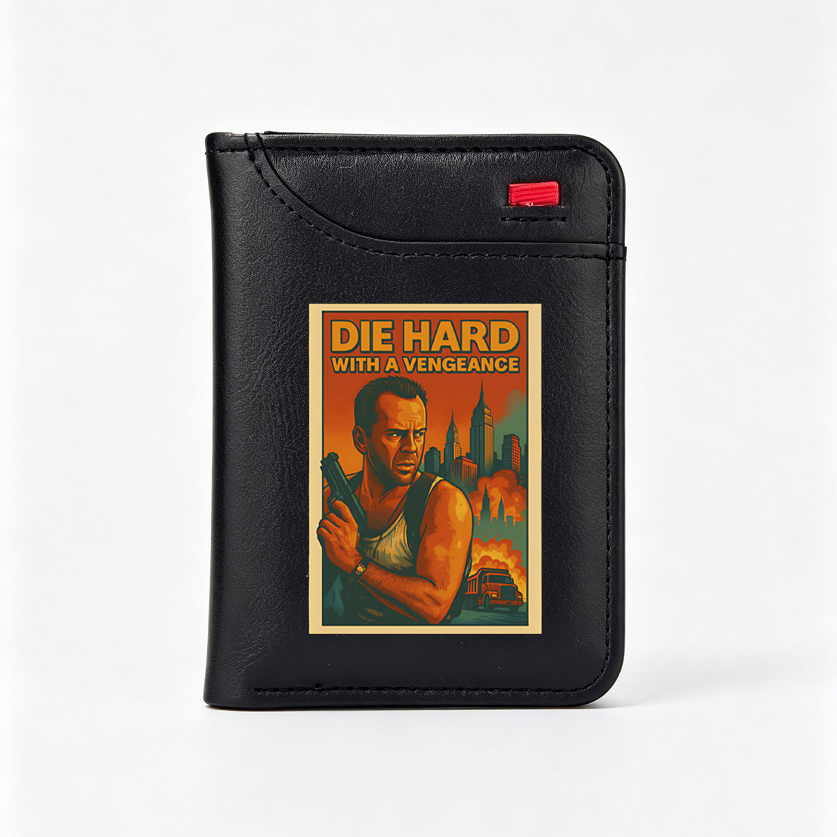 Die Hard With a Vengeance: Bruce Willis as John McClane in Action-packed Urban Chaos - Vertical Style Wallet