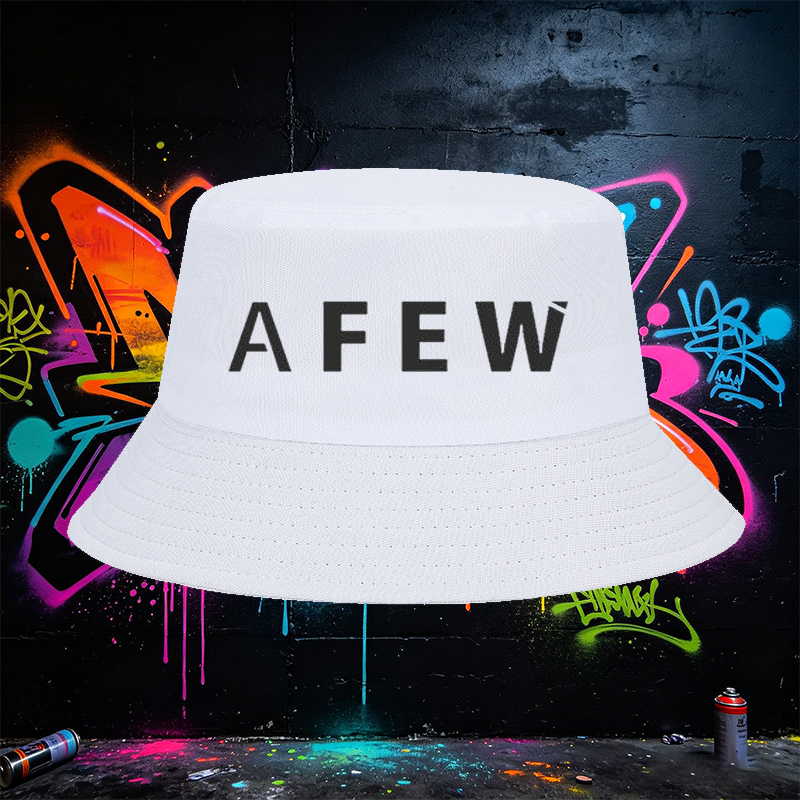 Unisex Bucket Hat with AFEW Logo Print - Classic Cotton Sun Hat for Outdoor Activities, Travel, and Casual Wear - Perfect for Men and Women Seeking Stylish Headwear in Urban, Beach, or Hiking Settings