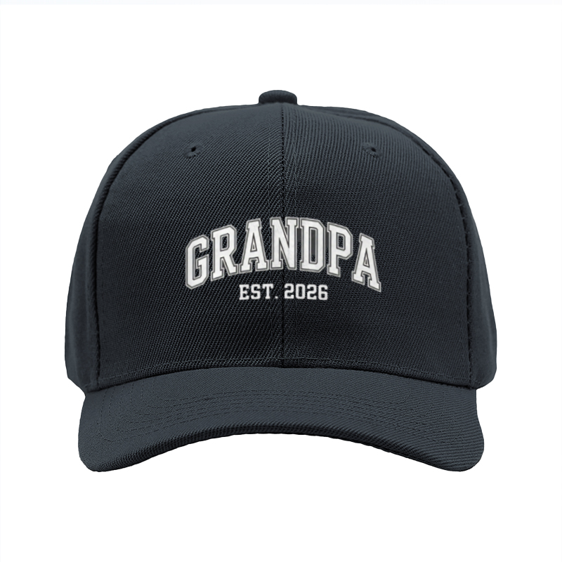 1pc New Baseball Cap Grandpa Est. 2026 Print Unisex Adjustable Hat for Outdoor Activities Adults Casual Wear Fashion Statement Accessory