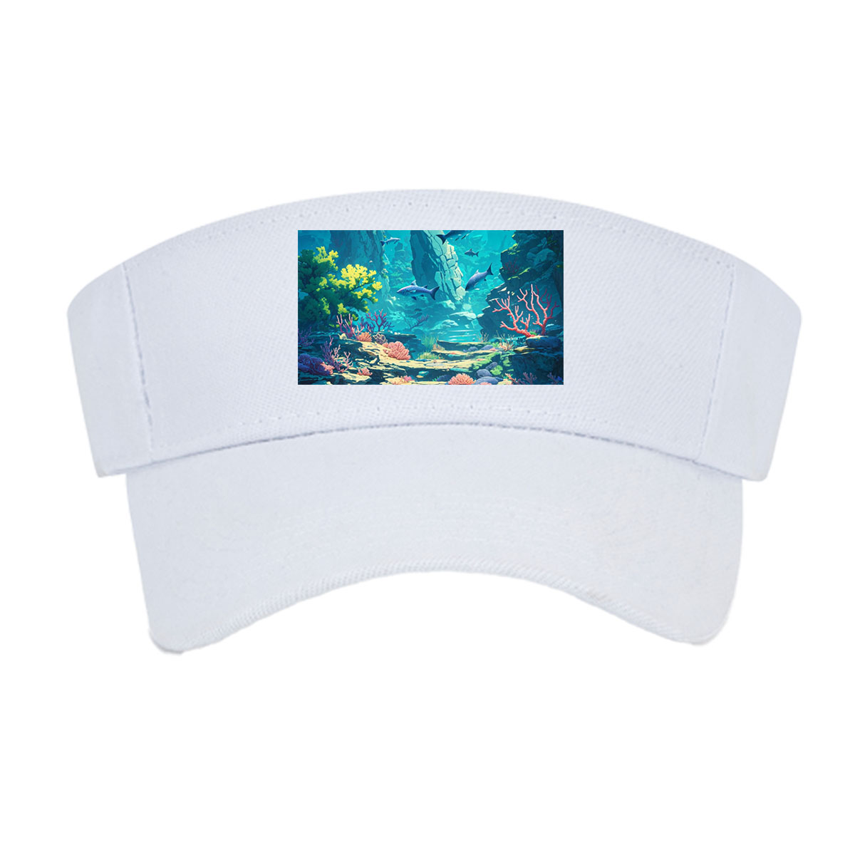 Underwater Paradise with Colorful Coral and Swimming Fish -  Visor cap