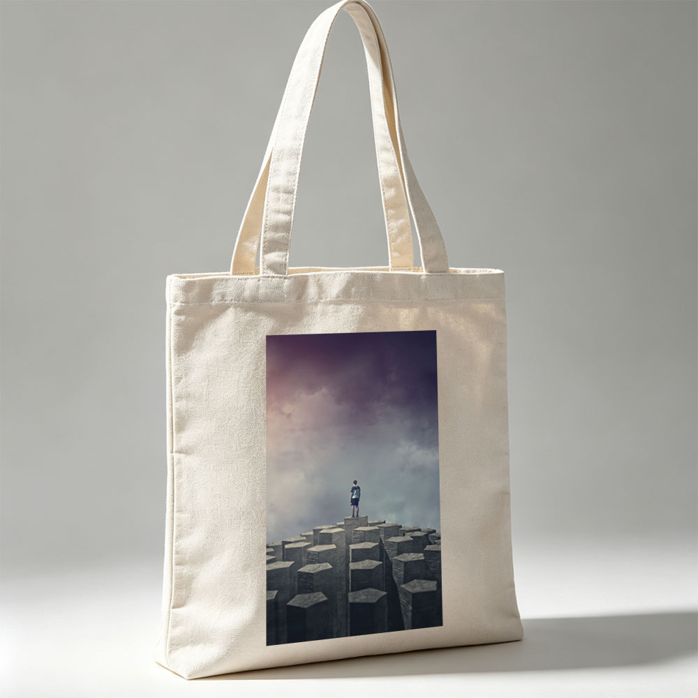 Imagine Dragons Standing on Stone Pillars Under Dramatic Sky - Canvas tote bags