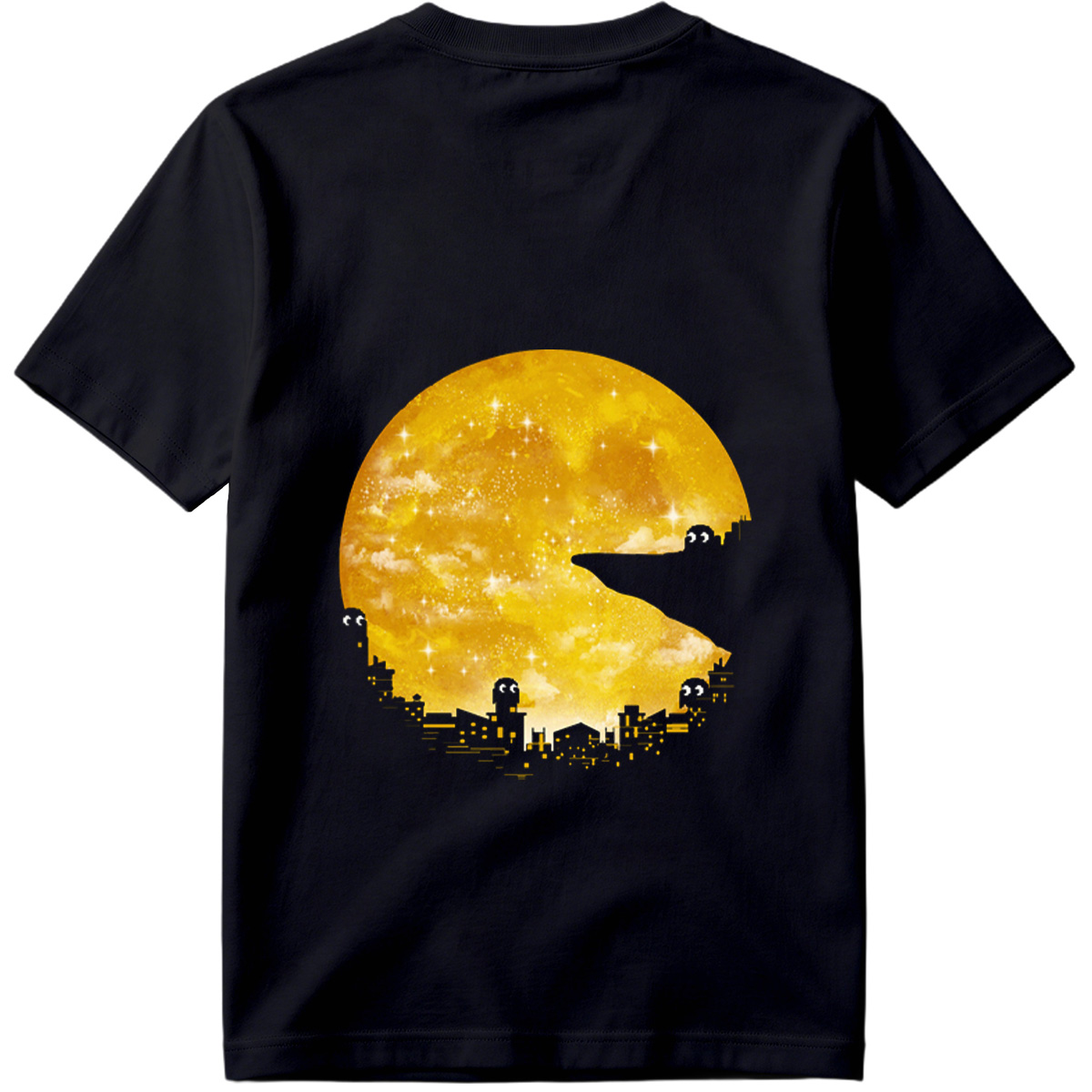 Pac-Man Cityscape Under the Moon - Tee
