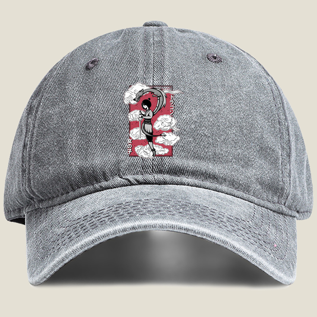 Dragon Girl: Warrior and Serpent in the Clouds - Washed Denim - Baseball Cap