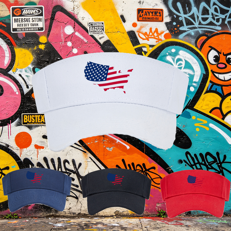 Unisex Classic Mesh Sun Hat with USA Map Flag Print - Lightweight Breathable Cap for Outdoor Activities, Perfect for Men and Women on Beach, Camping, Fishing, Travel, and Daily Wear