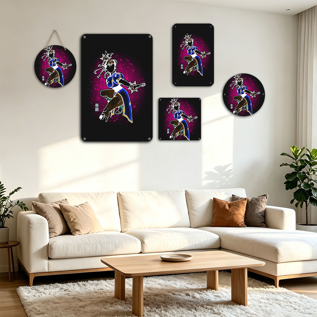 Chun-Li from Street Fighter in Dynamic Pose with Glowing Effects - painting