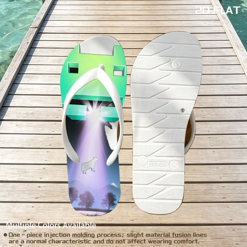 Alien Invader and Dog in Beam of Light -  flip-flops