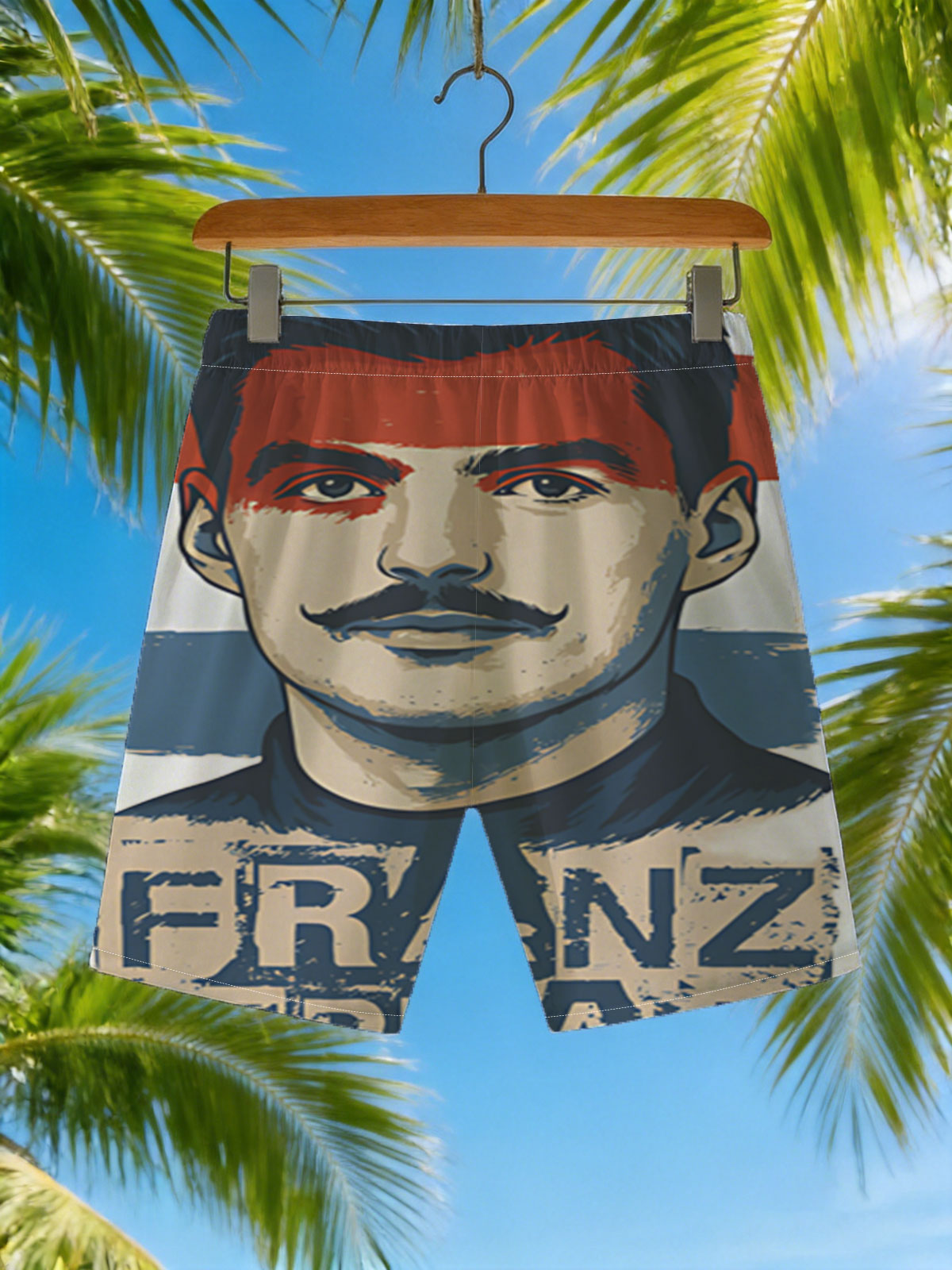 Franz Hermann Portrait with Austrian Flag Colors -  Beach shorts
