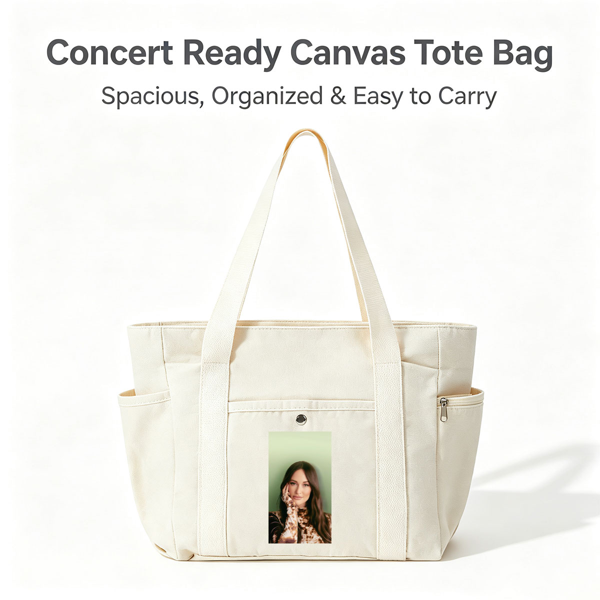 Kendall Rae - Portrait - Woman with Long Brown Hair Wearing Tie-Dye Top Against Green Background - Multi-pocket bags