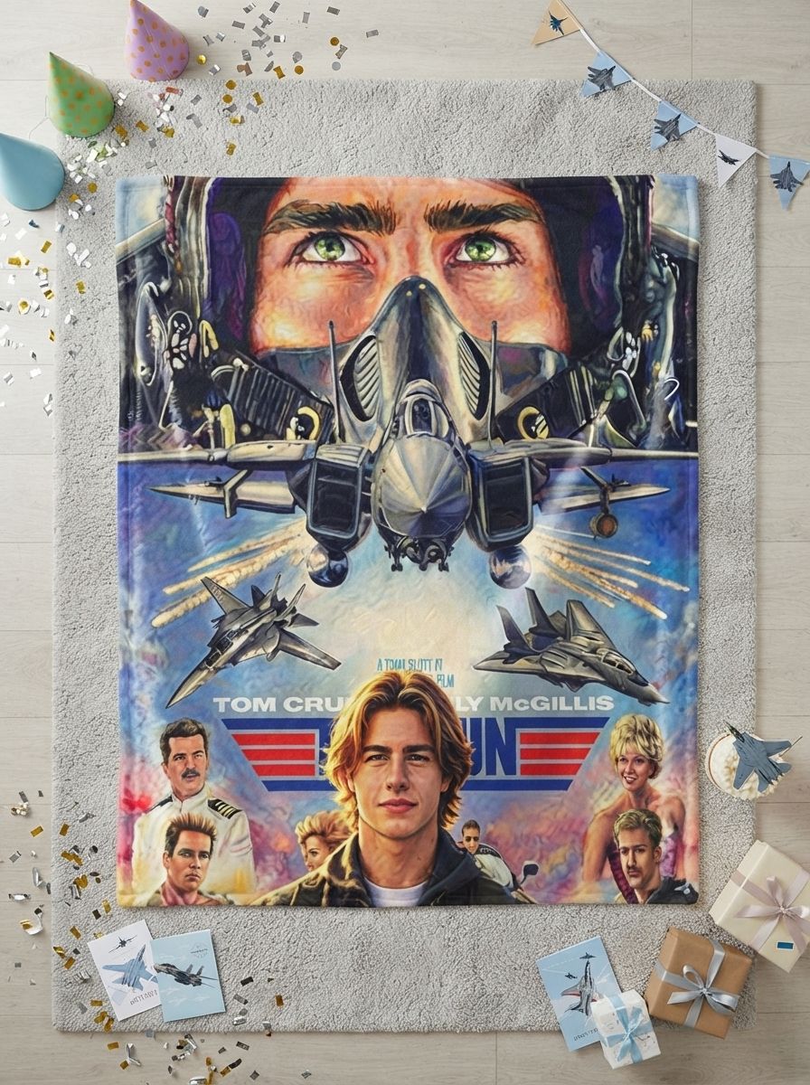 Custom Photo Face Blanket Personalized Retro Pilot Fighter Jet Poster Soft Flannel Fleece Throw Cozy Gift for Sofa Bed