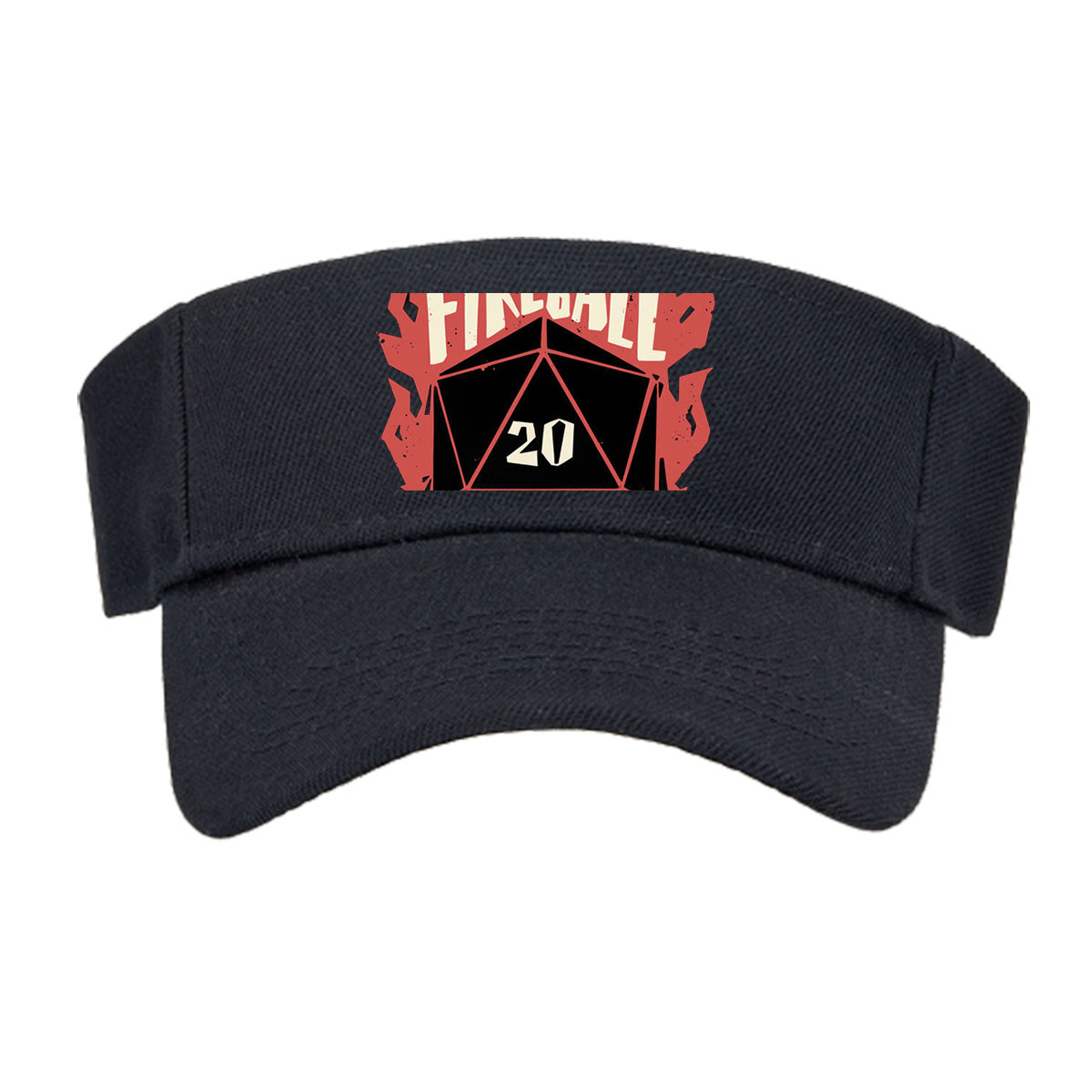 Fireball Club: D20 Dice with Fiery Design -  Visor cap