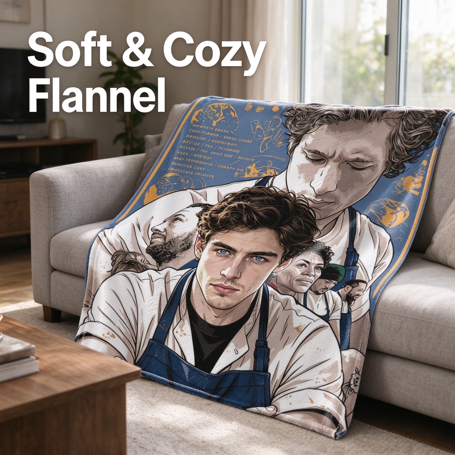 Custom Photo Face Flannel Fleece Blanket, Ultra Soft Personalized Portrait Throw Blanket for Couch Sofa Bed, Unique