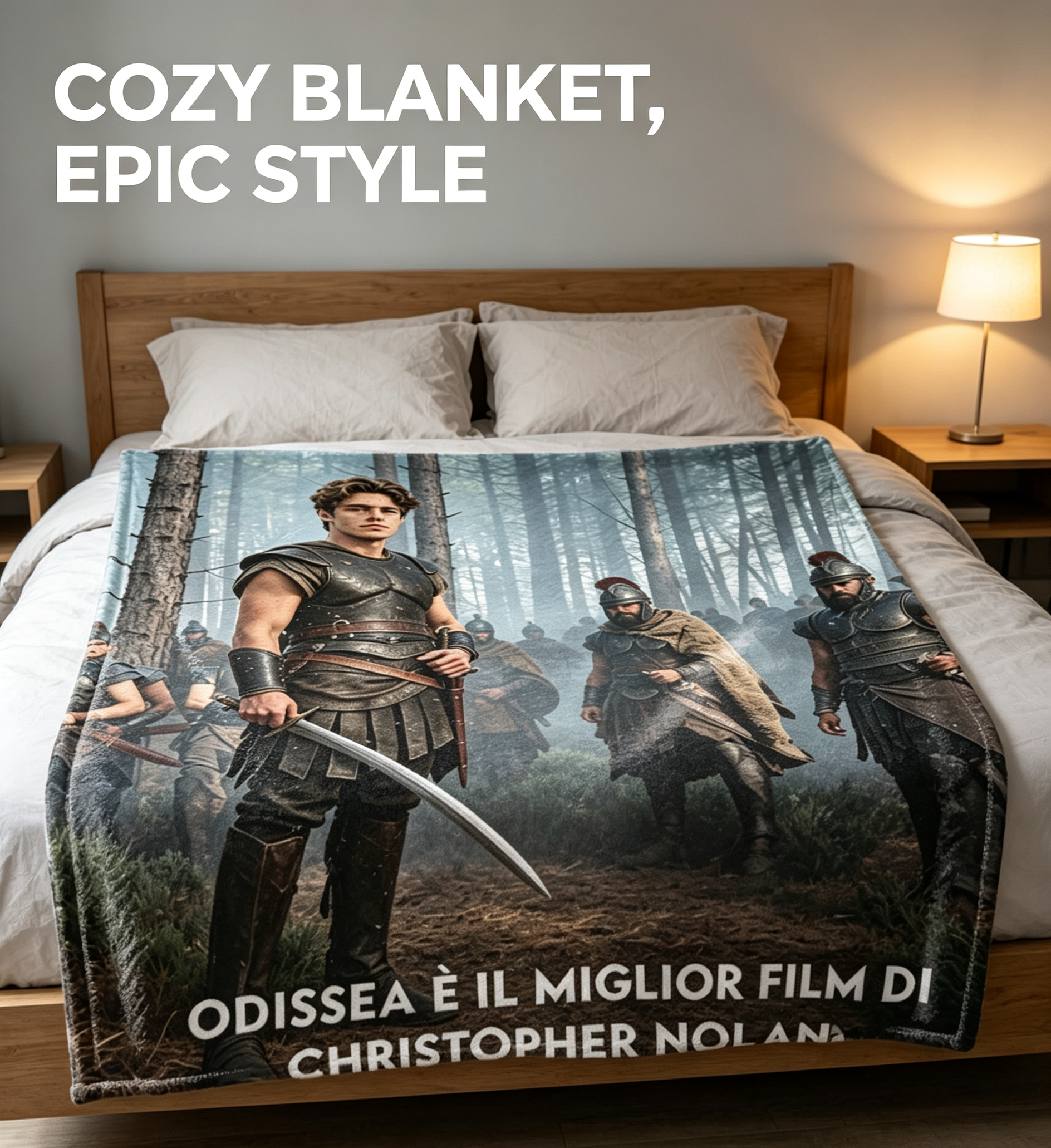 Custom Face Blanket Featuring Odysseus Warrior Design Flannel Blanket for Cozy Nights and Movie Fans Perfect Gift or Giveaway Item