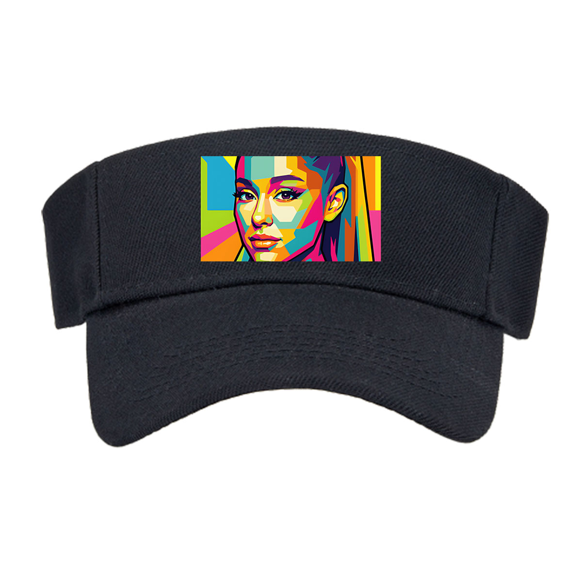 Colorful Pop Art Portrait of a Woman with Vibrant Geometric Patterns -  Visor cap