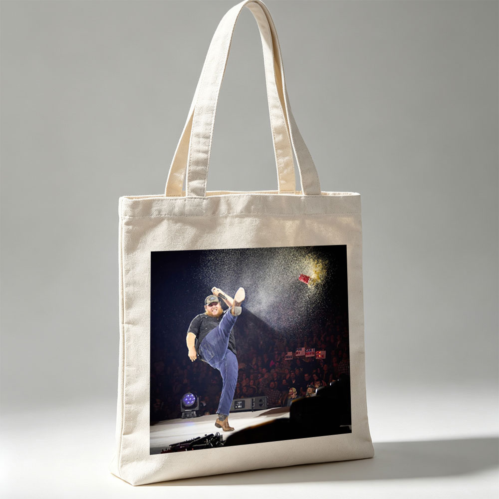 Luke Combs Kicks Can of Confetti on Stage During High-Energy Performance - Canvas tote bags
