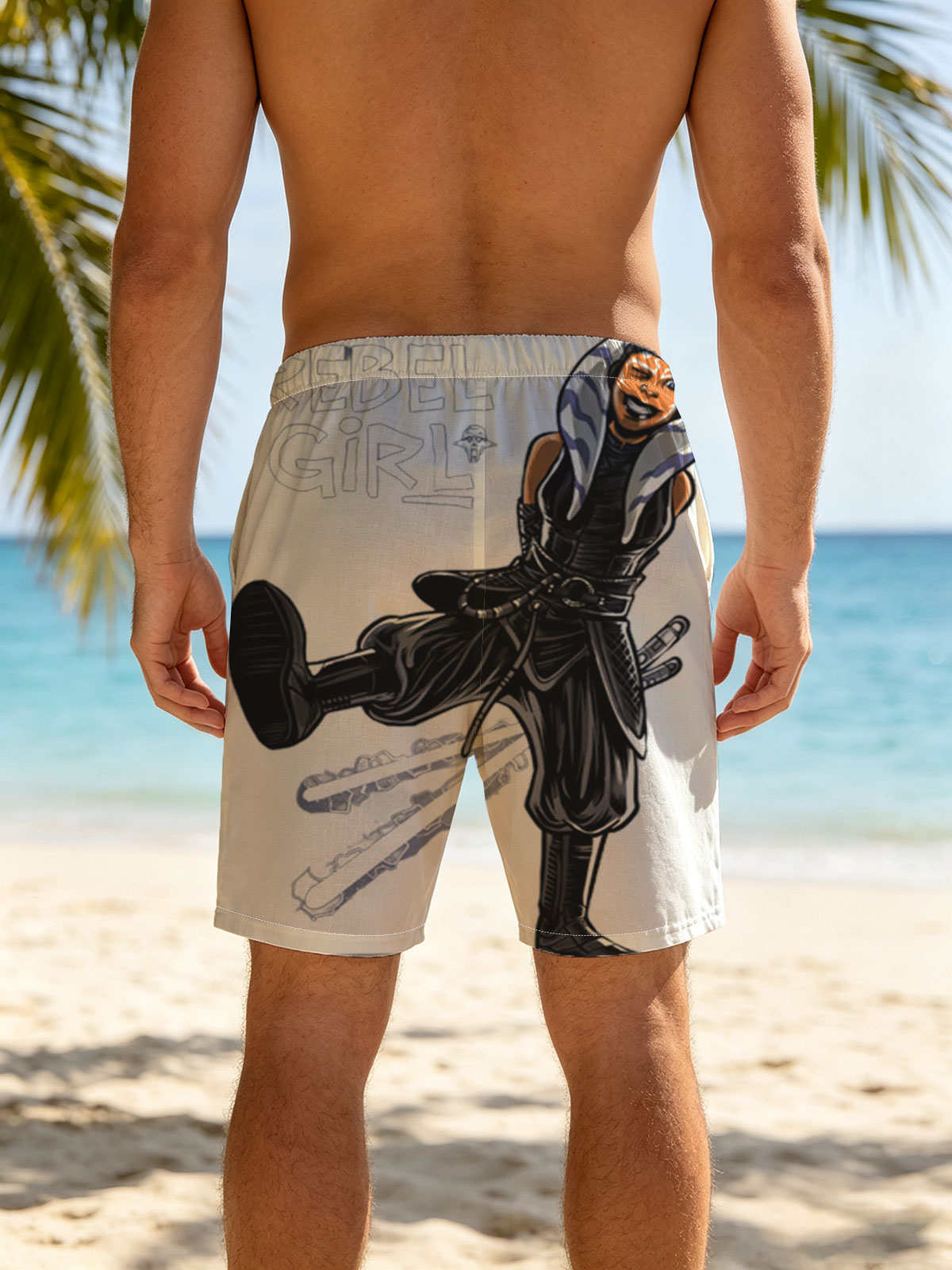 Rebel Girl: Azaan, Star Wars-Inspired Warrior with Dual Lightsabers -  Beach shorts