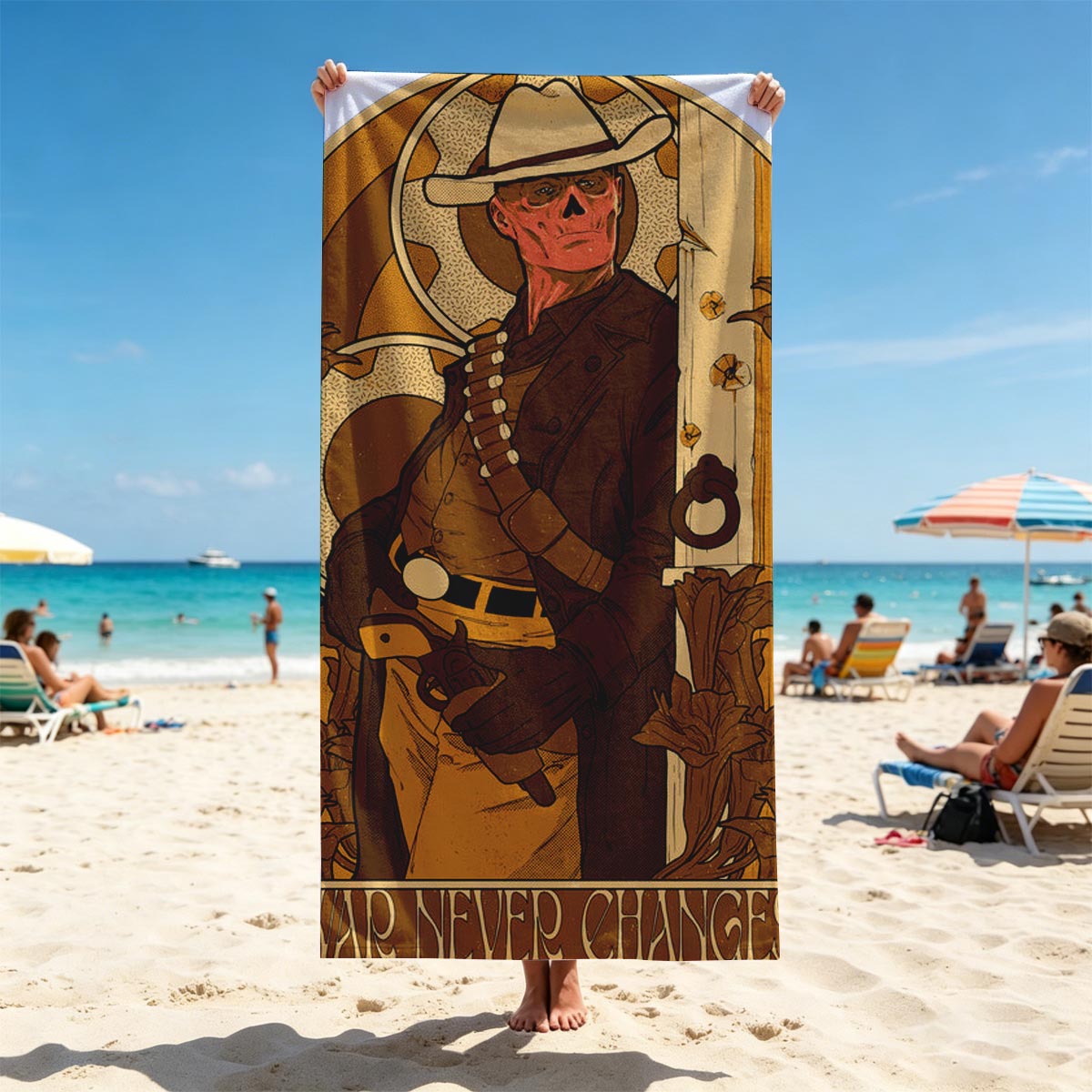 The Skull Cowboy: War Never Changes - Beach towels