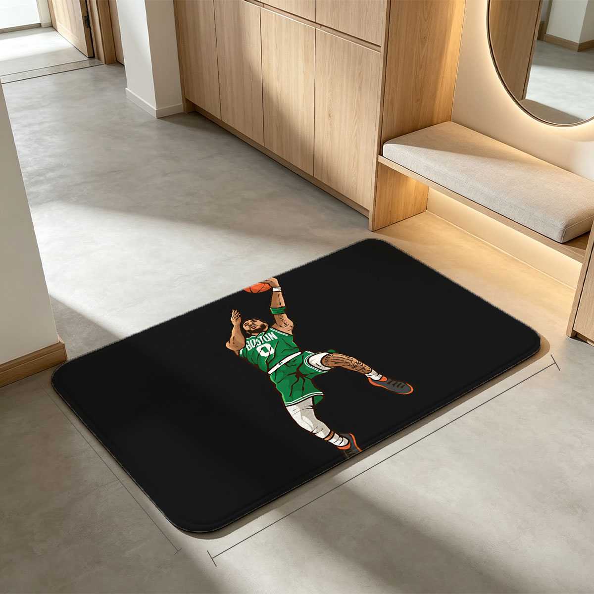 Jayson Tatum in Boston Celtics Jersey Dunking Basketball - Flannel floor mat