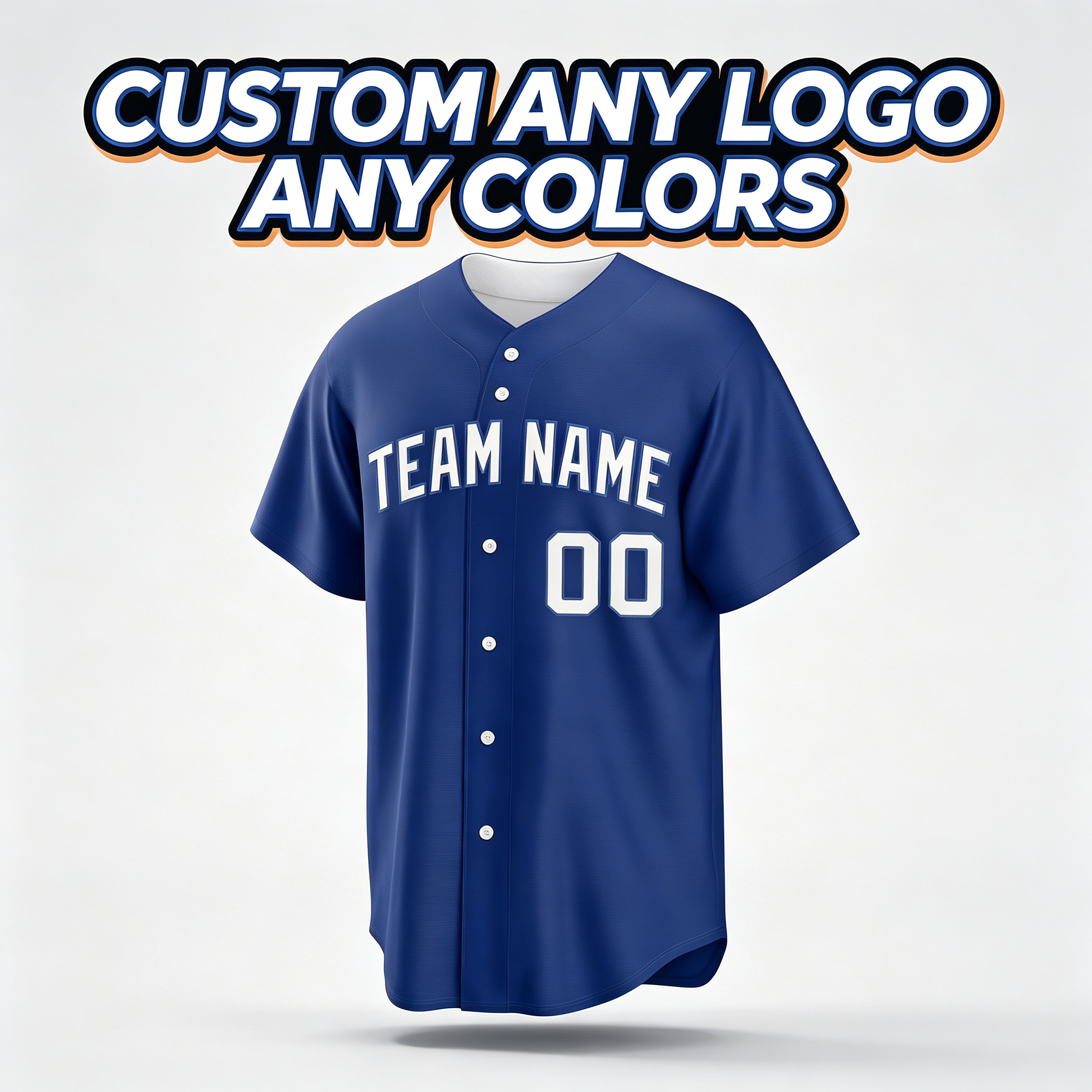 Custom Printed Chicago Vintage Bear Style Baseball Jersey Royal Blue Short Sleeve Button Down Shirt for Men and Women