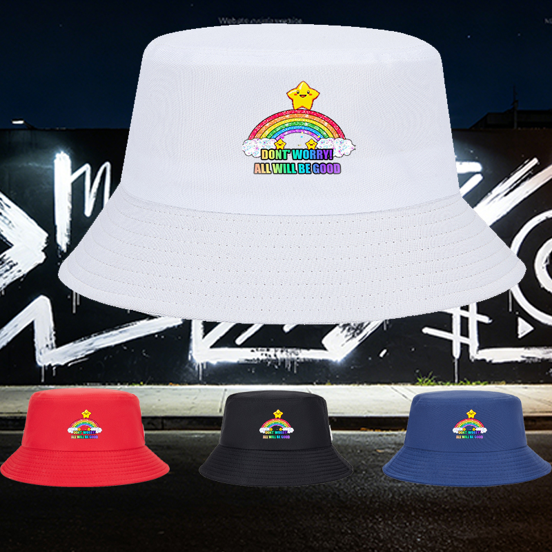 Unisex Bucket Hat with Rainbow Star Print 