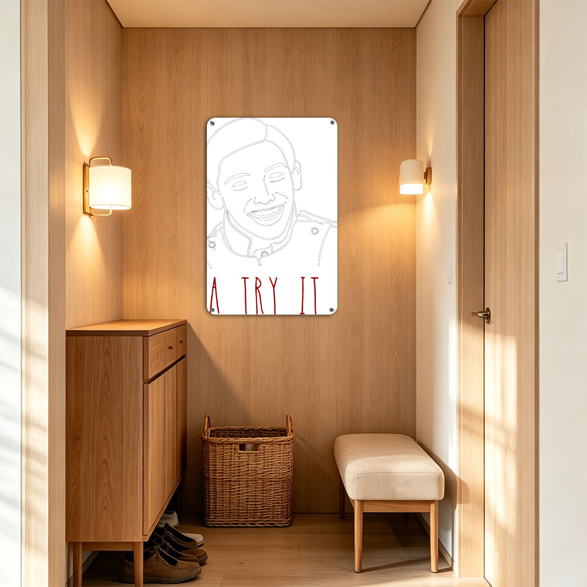 Imma Try It Out - Line Art Portrait of a Smiling Man - painting