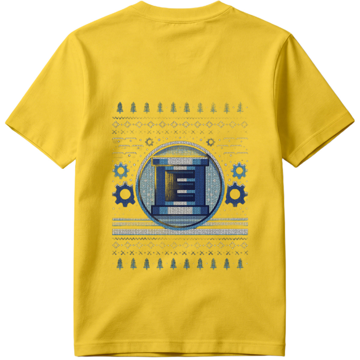 Pixel Winter Emblem: Column & Gears Holiday Design - Tee