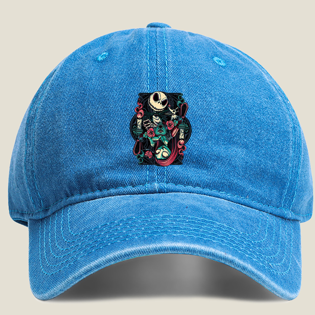 Jack Skellington and Sally - The Nightmare Before Christmas - Washed Denim - Baseball Cap