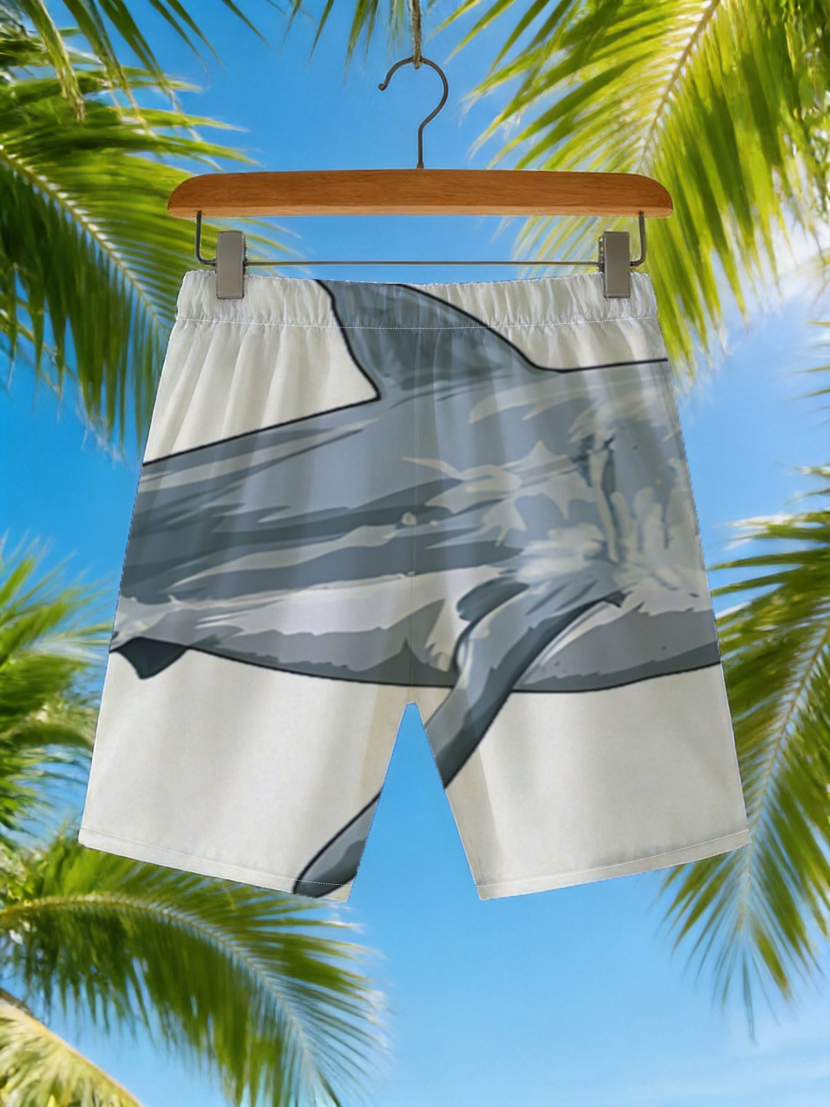 Pirate Shark with Eyepatch and Pipe -  Beach shorts