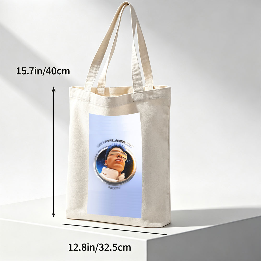 Rauw Alejandro in Space Through a Circular Window with Starry Background and Futuristic Look - Canvas tote bags