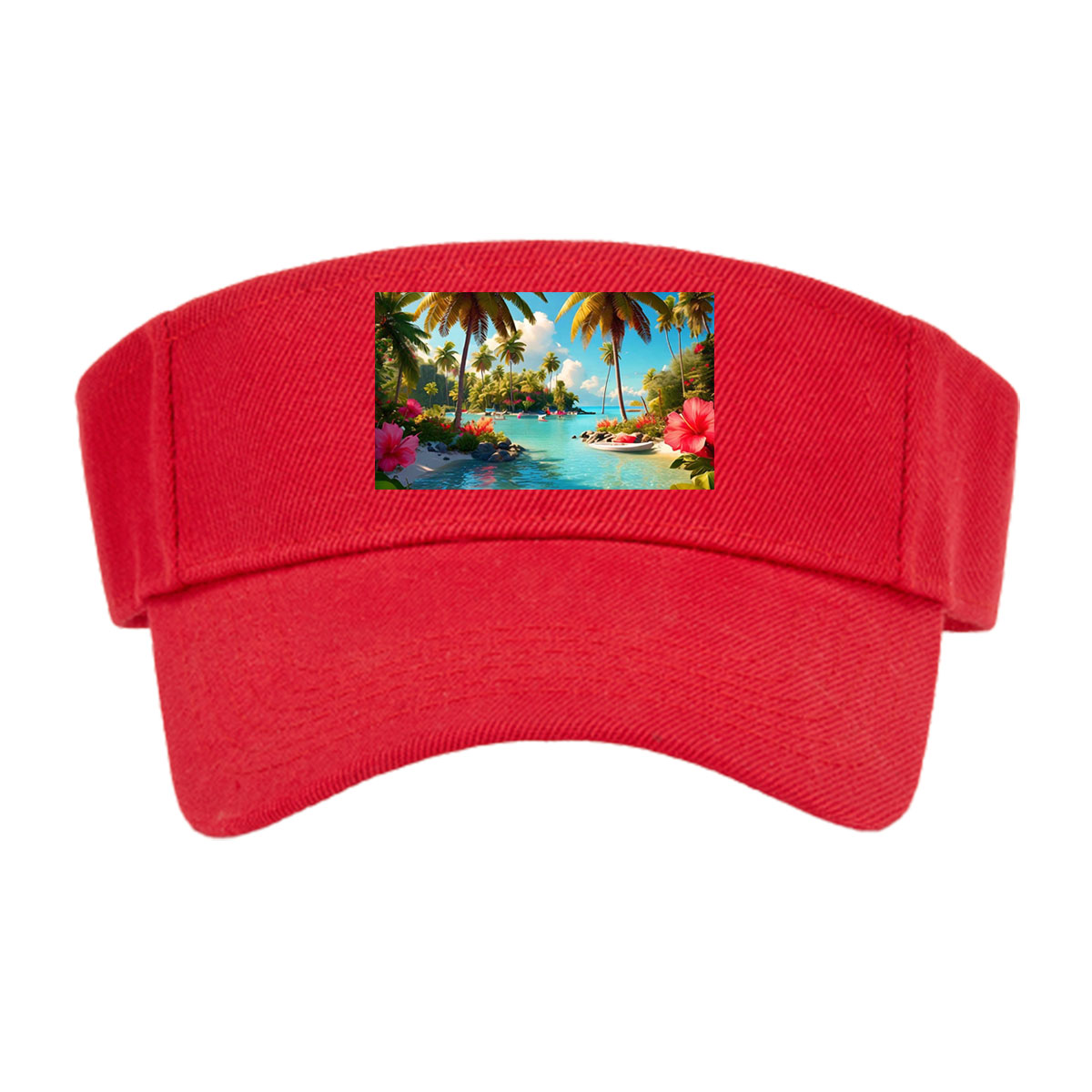 Tropical Paradise with Palm Trees and Crystal Clear Water -  Visor cap