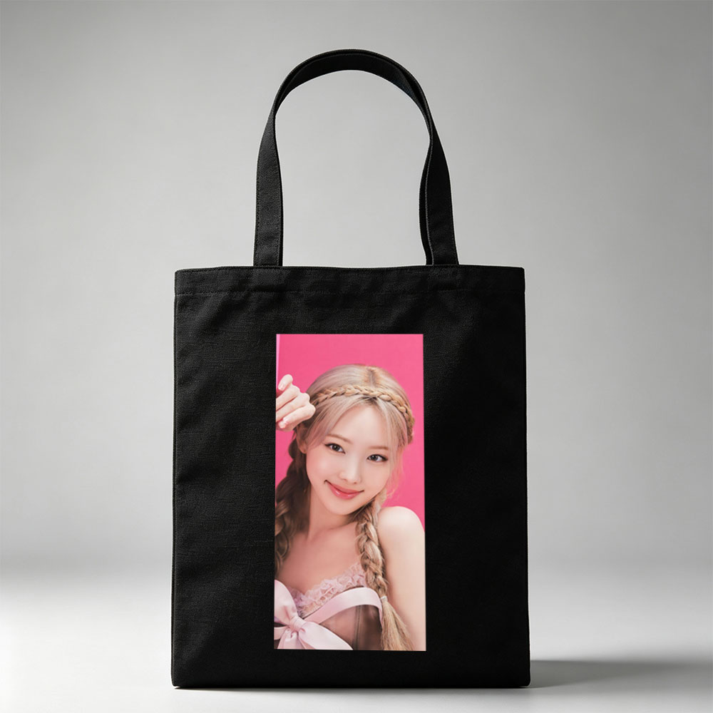LISA from BLACKPINK in a Sweet Pink Outfit with Braided Hair and Soft Smile - Canvas tote bags