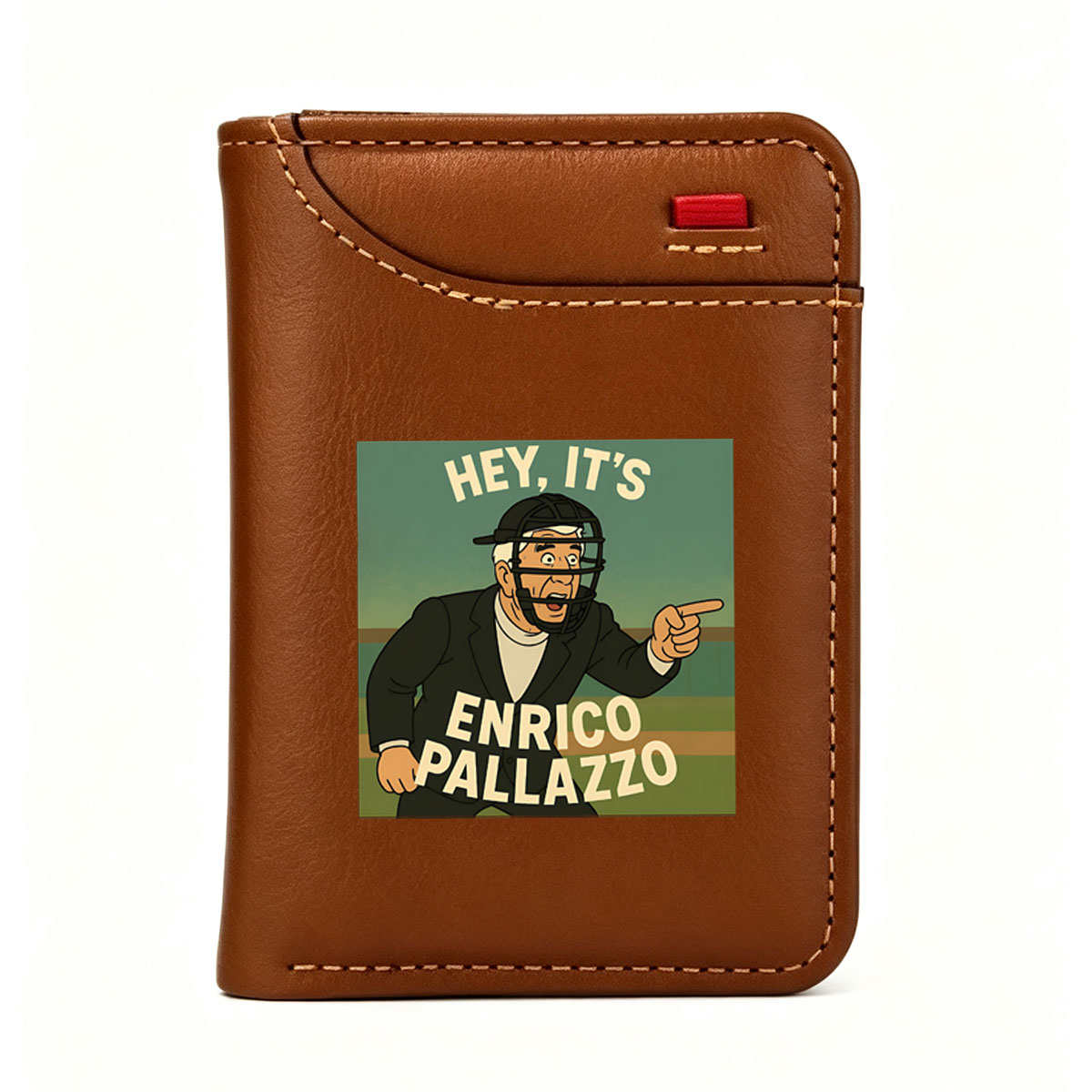 Hey, It's Enrico Pallazzo - Animated Character in Baseball Umpire Gear - Vertical Style Wallet