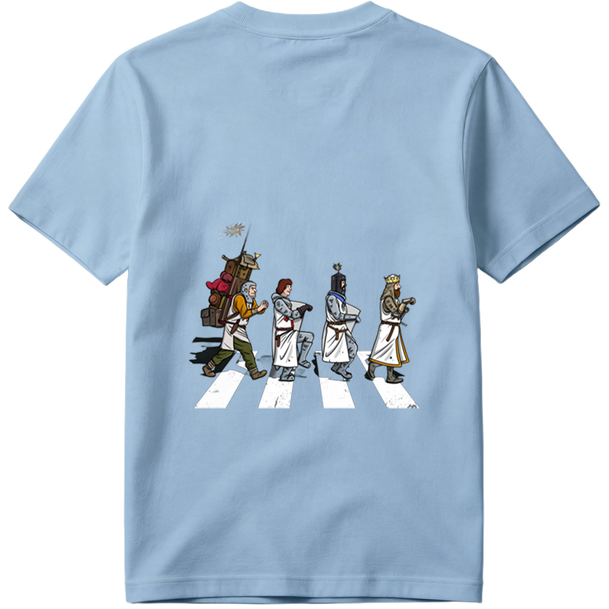 The Knights: Monty Python's Holy Grail Characters Crossing the Road - Tee