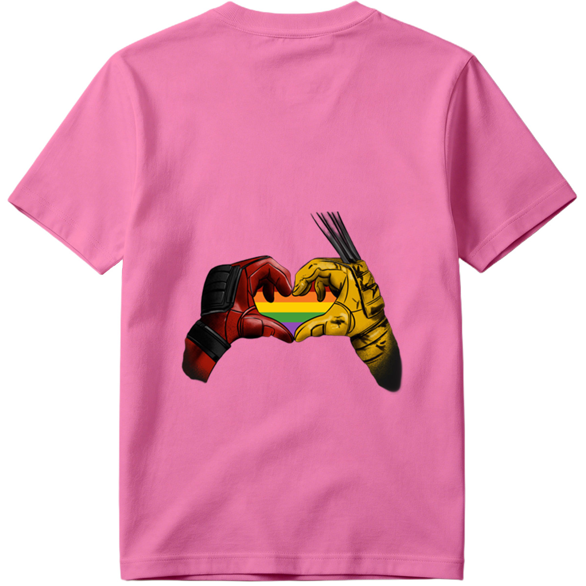 Deadpool and Wolverine Form a Rainbow Heart - Tee